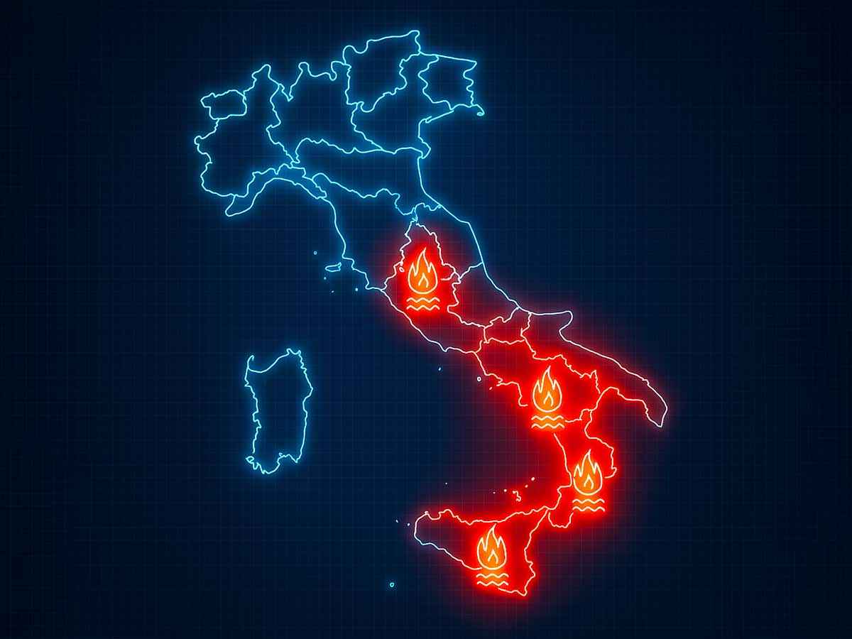 Cartina dell'Italia e mappa del caldo torrido