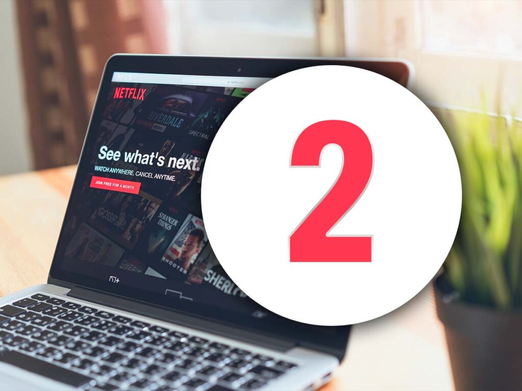 Netflix con il numero 2 accanto