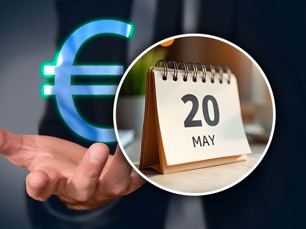 Mano tesa per i soldi con un calendario