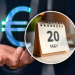 Mano tesa per i soldi con un calendario