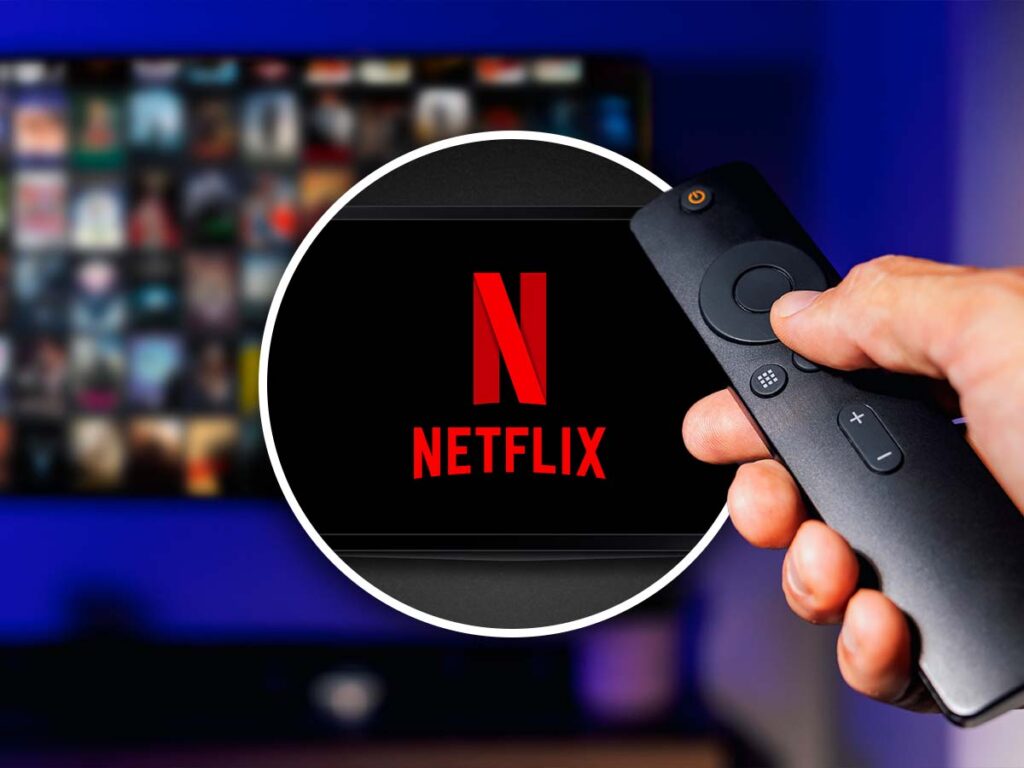 logo Netflix con vicino un telecomando