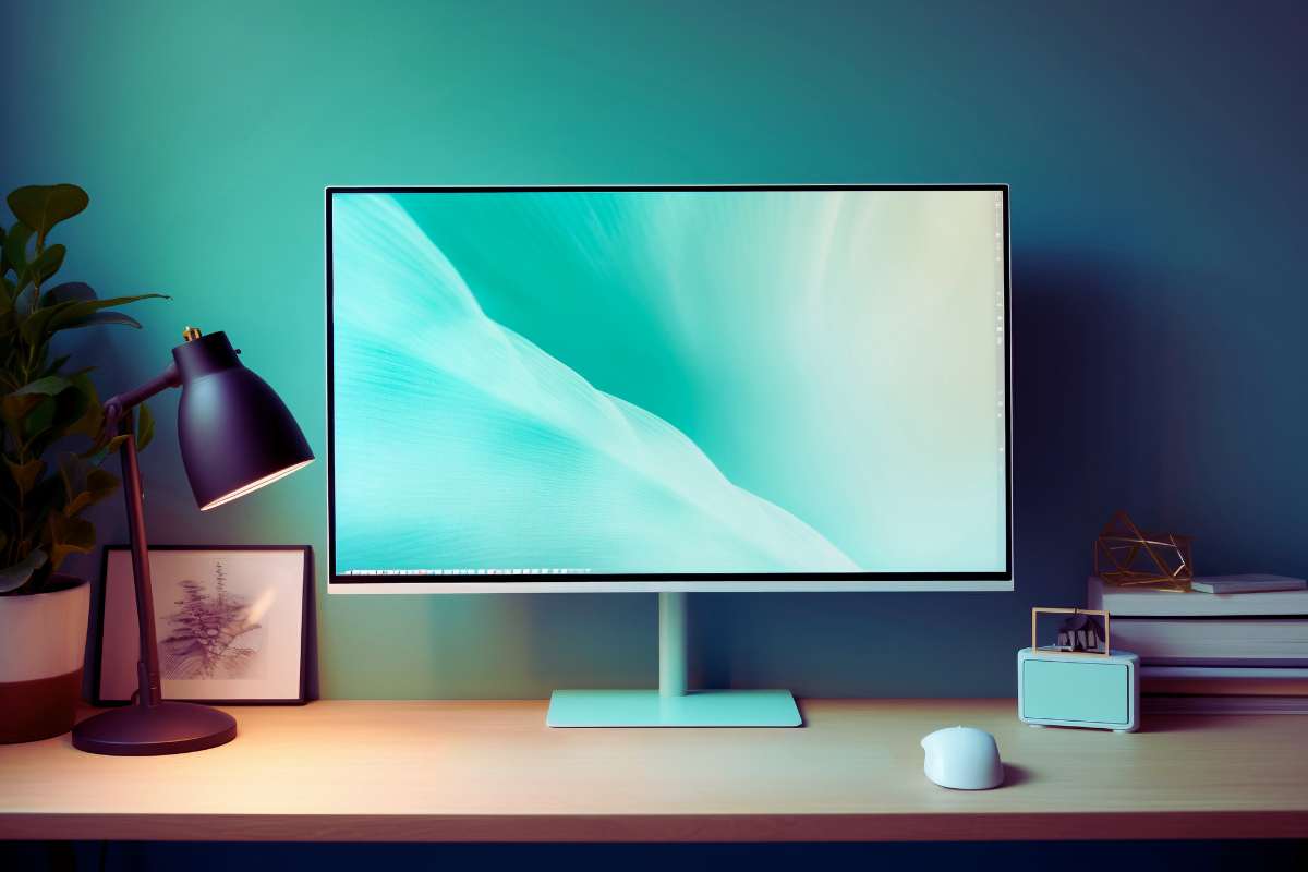 monitor con sfondo verde